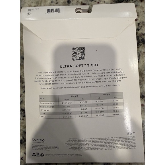 Capezio 1961 Ultra Soft Stirrup Tights - Black - Size 1X/2X - NIP - Picture 2 of 2
